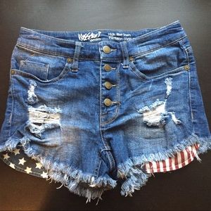 American Flag Denim Shorts